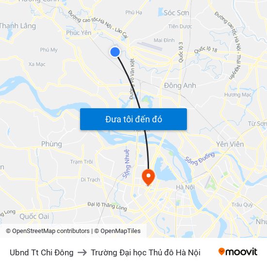 Ubnd Tt Chi Đông to Trường Đại học Thủ đô Hà Nội map