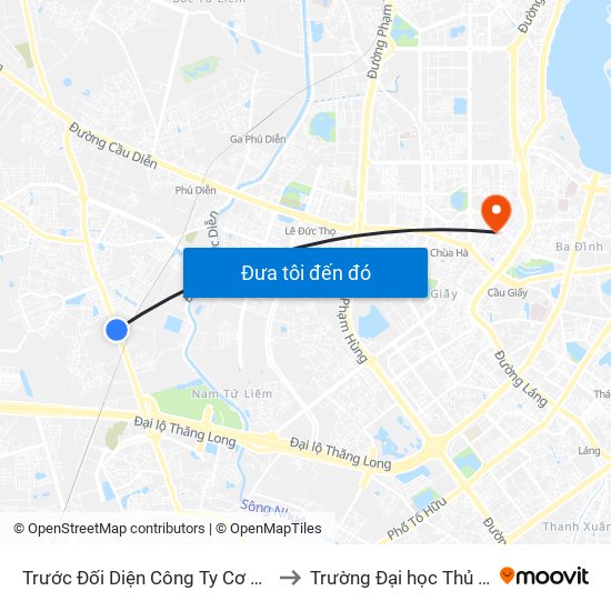 Trước Đối Diện Công Ty Cơ Khí Trung Sơn to Trường Đại học Thủ đô Hà Nội map