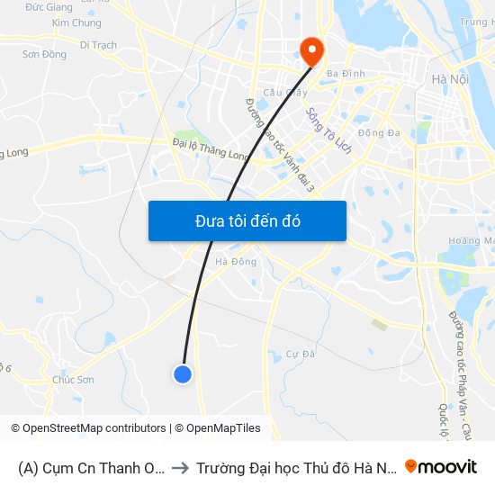 (A) Cụm Cn Thanh Oai to Trường Đại học Thủ đô Hà Nội map