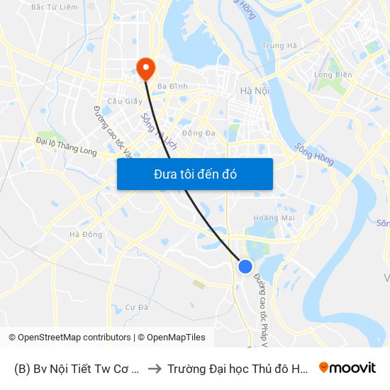 (B) Bv Nội Tiết Tw Cơ Sở 2 to Trường Đại học Thủ đô Hà Nội map