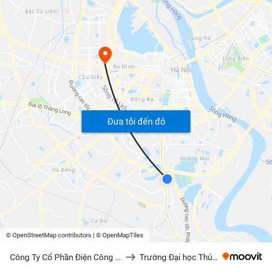 Công Ty Cổ Phần Điện Công Nghiệp Hà Nội to Trường Đại học Thủ đô Hà Nội map