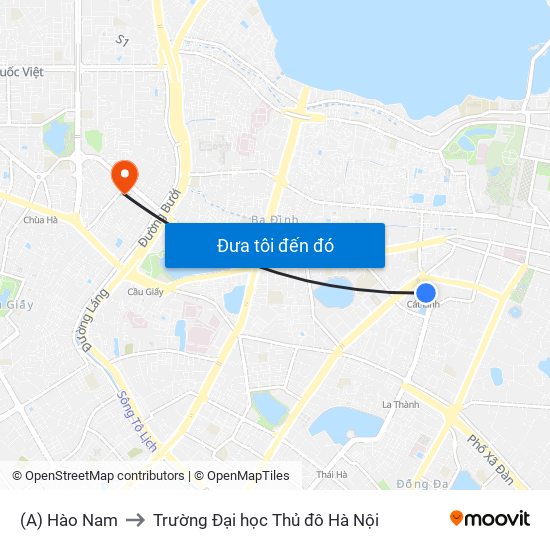 (A) Hào Nam to Trường Đại học Thủ đô Hà Nội map