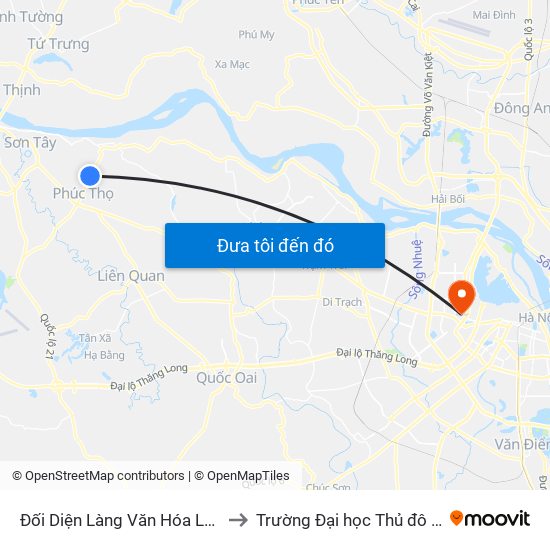 Đối Diện Làng Văn Hóa Lục Xuân to Trường Đại học Thủ đô Hà Nội map