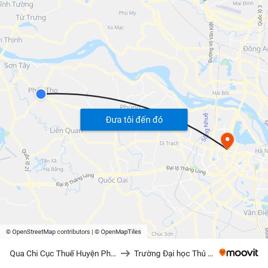 Qua Chi Cục Thuế Huyện Phúc Thọ 20m to Trường Đại học Thủ đô Hà Nội map