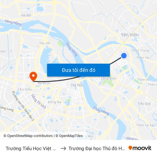 Trường Tiểu Học Việt Hưng to Trường Đại học Thủ đô Hà Nội map