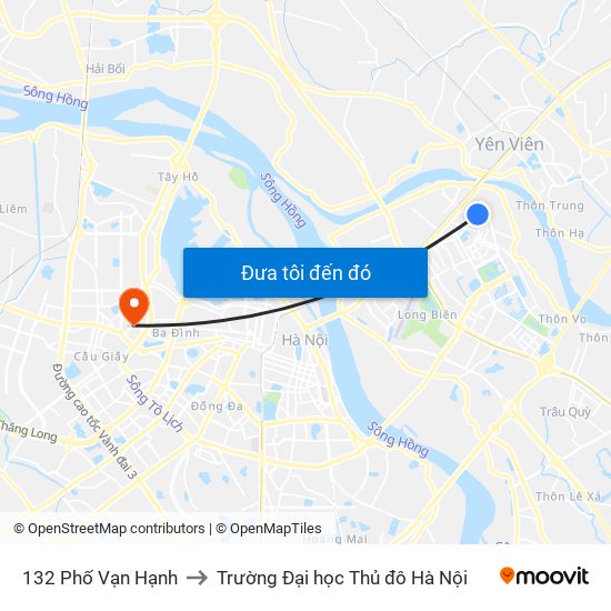 132 Phố Vạn Hạnh to Trường Đại học Thủ đô Hà Nội map