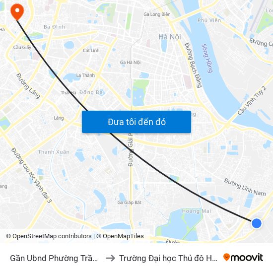 Gần Ubnd Phường Trần Phú to Trường Đại học Thủ đô Hà Nội map