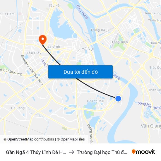 Gần Ngã 4 Thúy Lĩnh Đê Hữu Hồng to Trường Đại học Thủ đô Hà Nội map