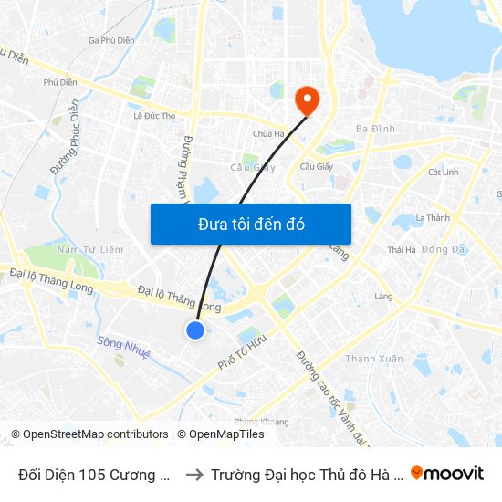 Đối Diện 105 Cương Kiên to Trường Đại học Thủ đô Hà Nội map