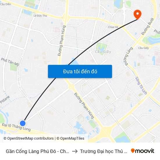 Gần Cổng Làng Phú Đô - Châu Văn Liêm to Trường Đại học Thủ đô Hà Nội map