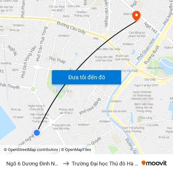 Ngõ 6 Dương Đình Nghệ to Trường Đại học Thủ đô Hà Nội map