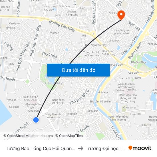Tường Rào Tổng Cục Hải Quan - 9 Dương Đình Nghệ to Trường Đại học Thủ đô Hà Nội map