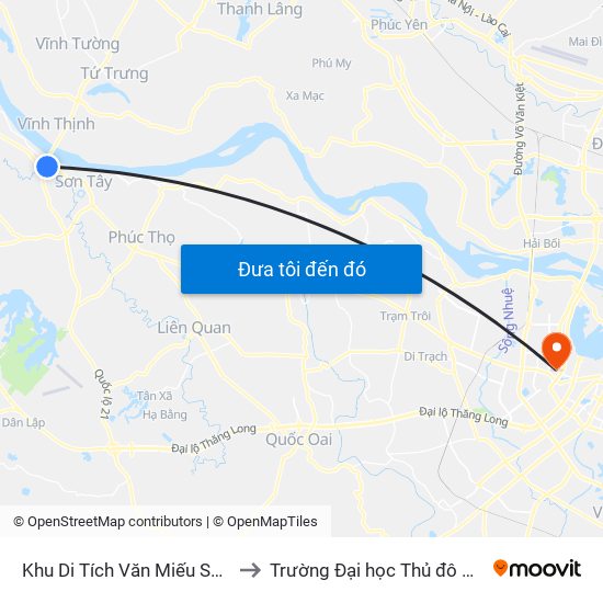 Khu Di Tích Văn Miếu Sơn Tây to Trường Đại học Thủ đô Hà Nội map