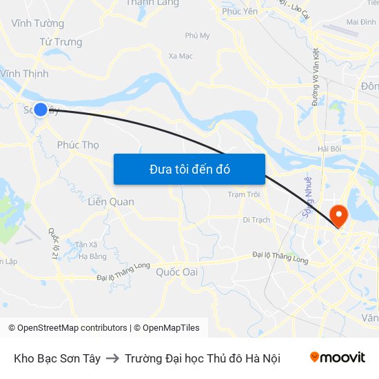 Kho Bạc Sơn Tây to Trường Đại học Thủ đô Hà Nội map
