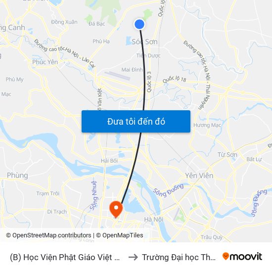 (B) Học Viện Phật Giáo Việt Nam  Xuân Giang to Trường Đại học Thủ đô Hà Nội map