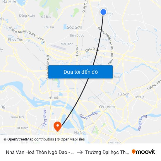 Nhà Văn Hoá Thôn Ngô Đạo - Chiều Xuân Giang to Trường Đại học Thủ đô Hà Nội map