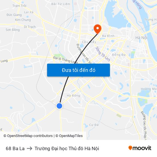 68 Ba La to Trường Đại học Thủ đô Hà Nội map