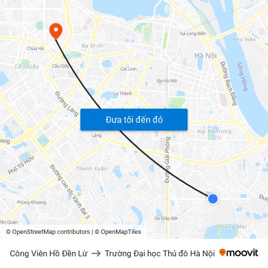 Công Viên Hồ Đền Lừ to Trường Đại học Thủ đô Hà Nội map