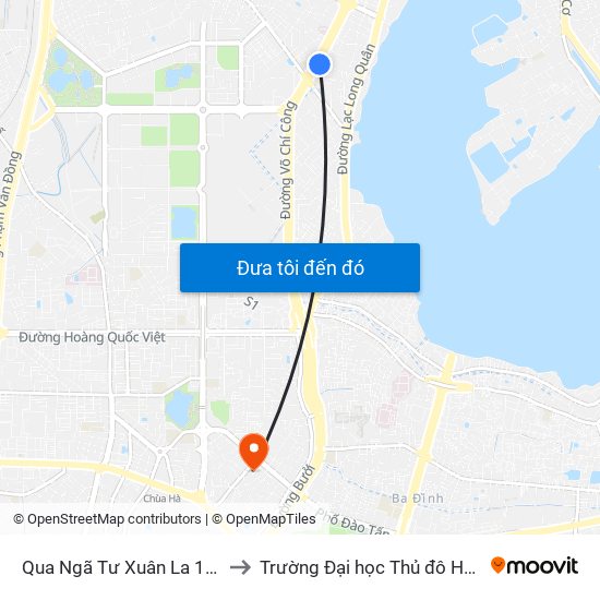 Qua Ngã Tư Xuân La 100m to Trường Đại học Thủ đô Hà Nội map