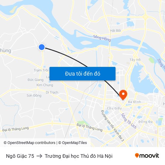 Ngõ Giặc 75 to Trường Đại học Thủ đô Hà Nội map