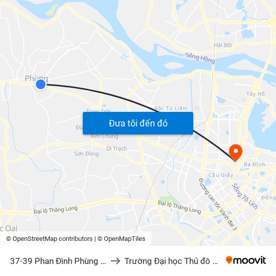37-39 Phan Đình Phùng - Ql32 to Trường Đại học Thủ đô Hà Nội map