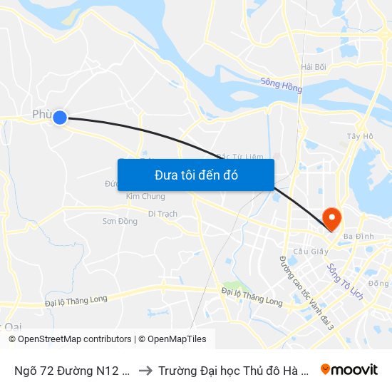 Ngõ 72 Đường N12 19 to Trường Đại học Thủ đô Hà Nội map
