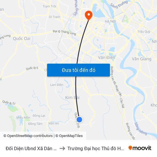 Đối Diện Ubnd Xã Dân Hòa to Trường Đại học Thủ đô Hà Nội map