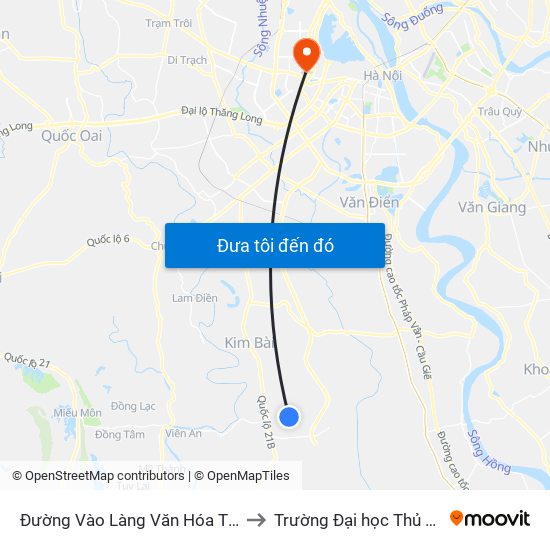 Đường Vào Làng Văn Hóa Thôn Tiên Lữ to Trường Đại học Thủ đô Hà Nội map