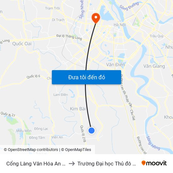 Cổng Làng Văn Hóa An Khoái to Trường Đại học Thủ đô Hà Nội map