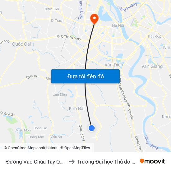 Đường Vào Chùa Tây Quế Sơn to Trường Đại học Thủ đô Hà Nội map