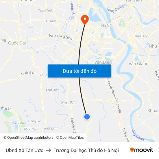 Ubnd Xã Tân Ước to Trường Đại học Thủ đô Hà Nội map