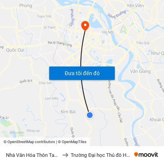 Nhà Văn Hóa Thôn Tam Đa to Trường Đại học Thủ đô Hà Nội map