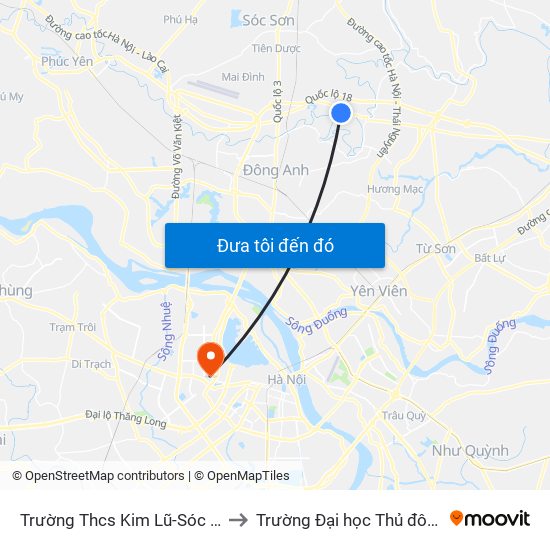 Trường Thcs Kim Lũ-Sóc Sơn-Hn to Trường Đại học Thủ đô Hà Nội map