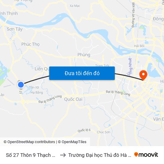 Số 27 Thôn 9 Thạch Hòa to Trường Đại học Thủ đô Hà Nội map