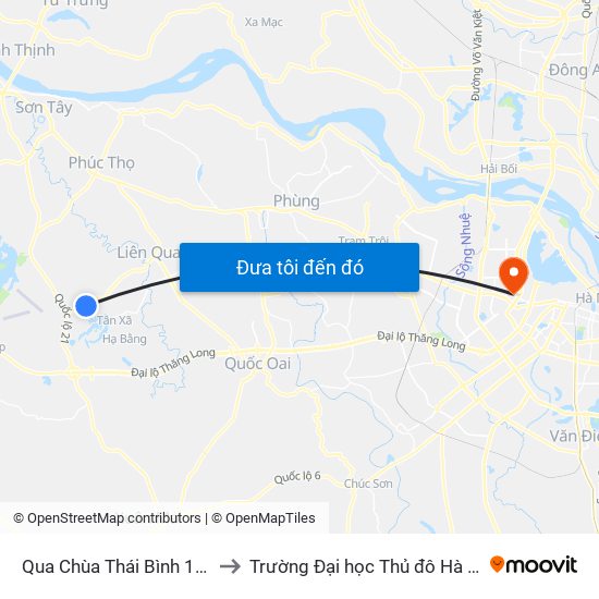 Qua Chùa Thái Bình 10m to Trường Đại học Thủ đô Hà Nội map