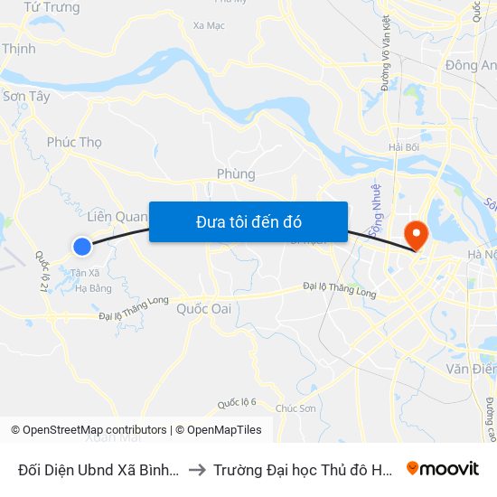 Đối Diện Ubnd Xã Bình Yên to Trường Đại học Thủ đô Hà Nội map