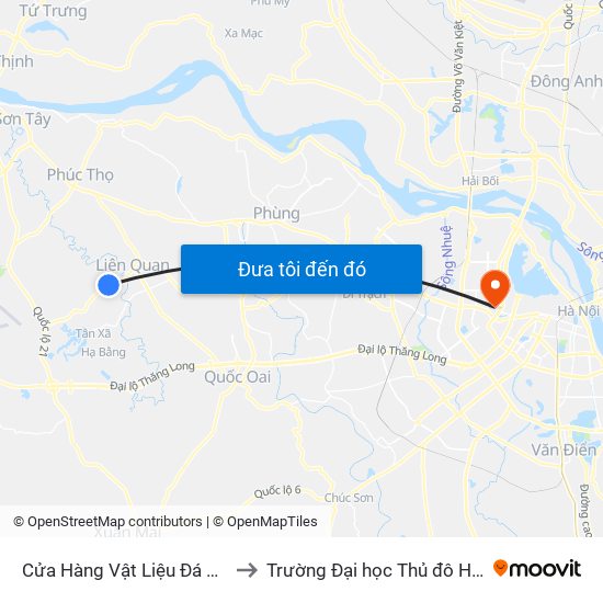 Cửa Hàng Vật Liệu Đá Granit to Trường Đại học Thủ đô Hà Nội map