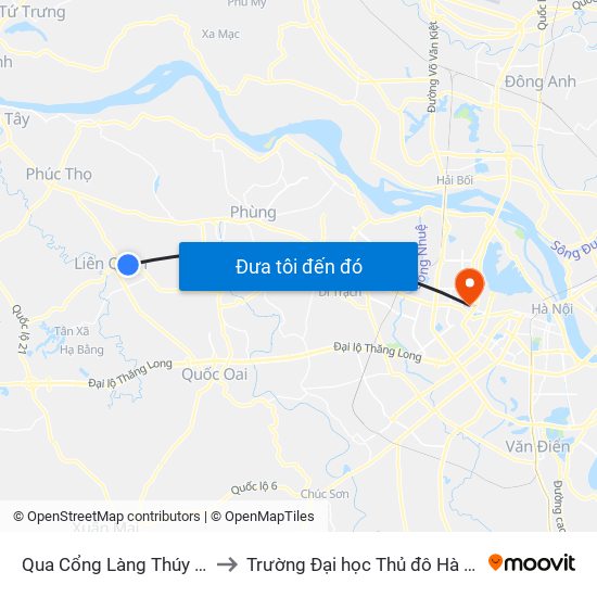 Qua Cổng Làng Thúy Lai to Trường Đại học Thủ đô Hà Nội map