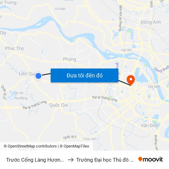 Trước Cổng Làng Hương Ngải to Trường Đại học Thủ đô Hà Nội map