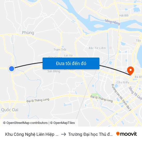 Khu Công Nghệ Liên Hiệp Phúc Thọ to Trường Đại học Thủ đô Hà Nội map