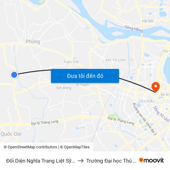 Đối Diện Nghĩa Trang Liệt Sỹ Xã Liên Hiệp to Trường Đại học Thủ đô Hà Nội map