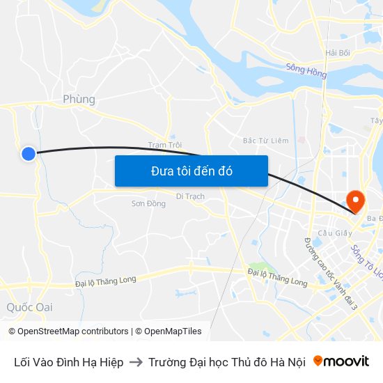 Lối Vào Đình Hạ Hiệp to Trường Đại học Thủ đô Hà Nội map