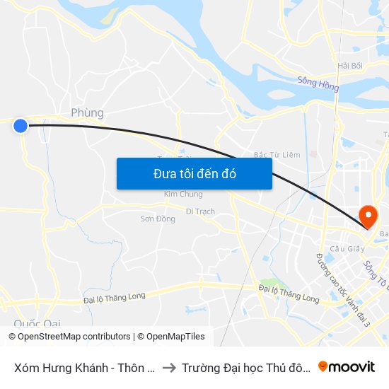 Xóm Hưng Khánh - Thôn Yên Dục to Trường Đại học Thủ đô Hà Nội map
