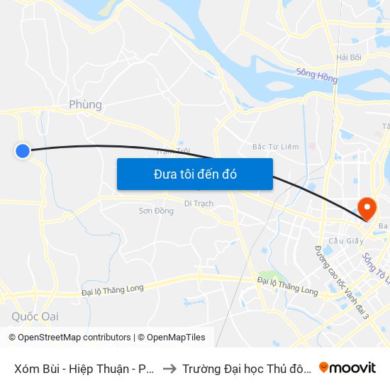 Xóm Bùi - Hiệp Thuận - Phúc Thọ to Trường Đại học Thủ đô Hà Nội map