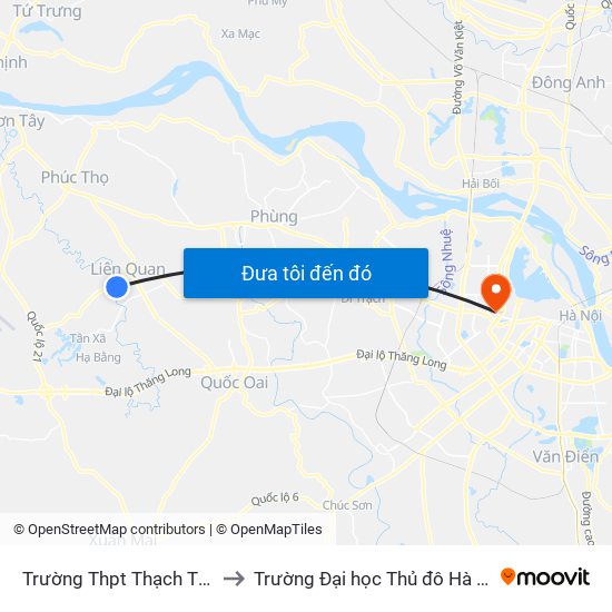 Trường Thpt Thạch Thất to Trường Đại học Thủ đô Hà Nội map