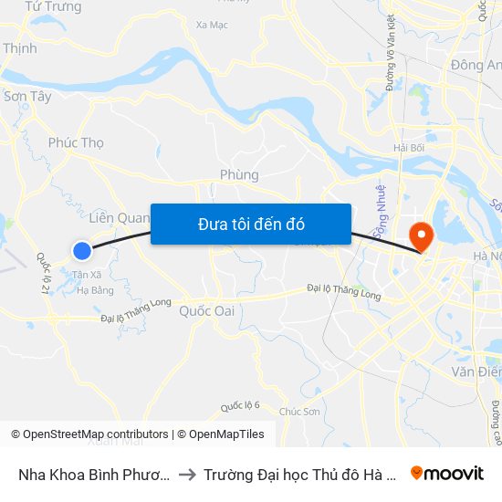 Nha Khoa Bình Phương to Trường Đại học Thủ đô Hà Nội map