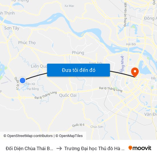 Đối Diện Chùa Thái Bình to Trường Đại học Thủ đô Hà Nội map