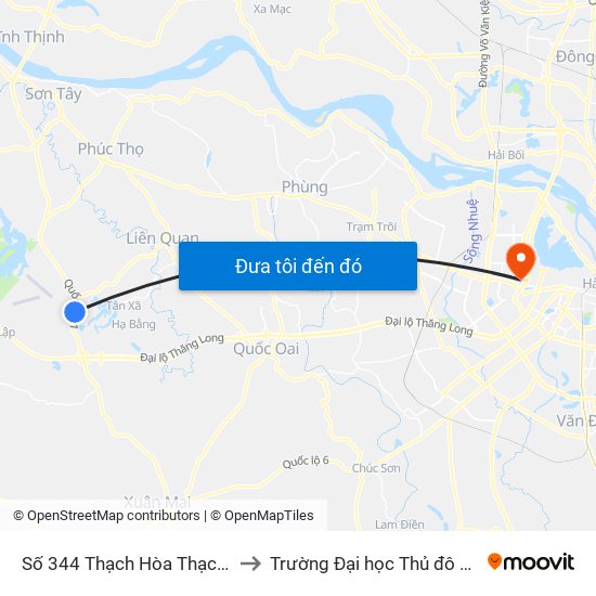 Số 344 Thạch Hòa Thạch Thất to Trường Đại học Thủ đô Hà Nội map