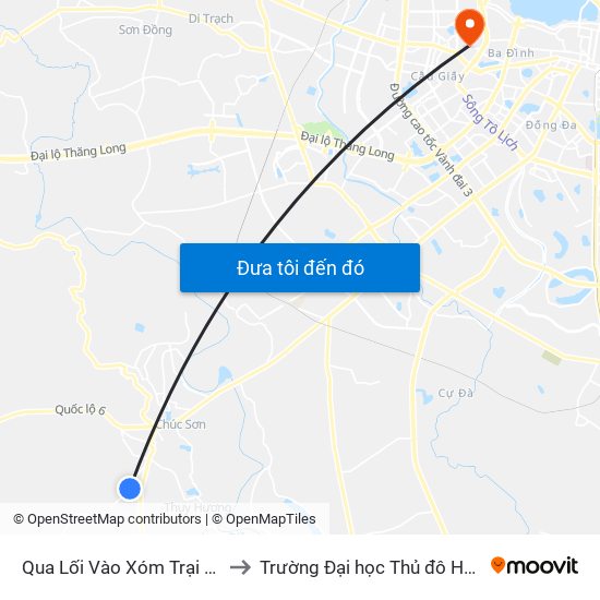 Qua Lối Vào Xóm Trại 50m to Trường Đại học Thủ đô Hà Nội map