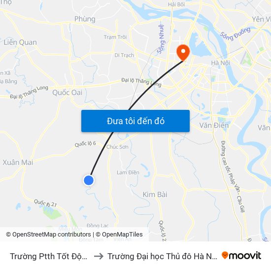 Trường Ptth Tốt Động to Trường Đại học Thủ đô Hà Nội map